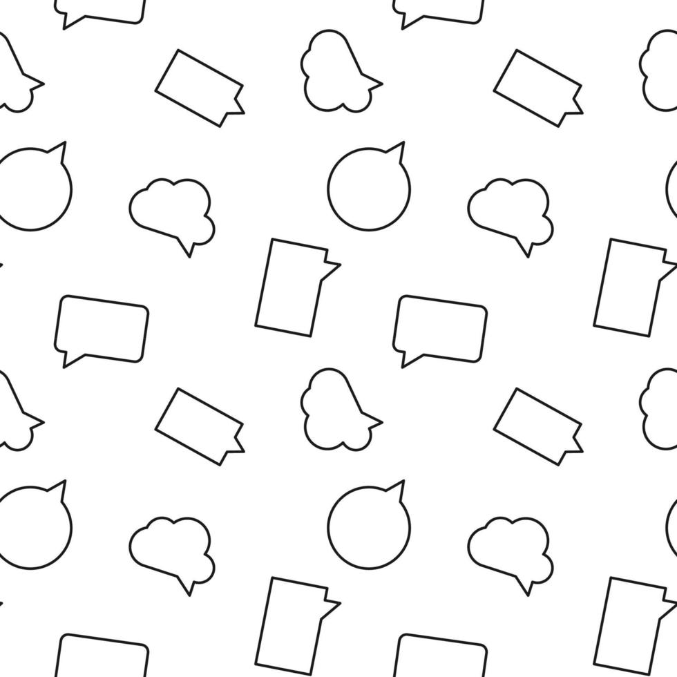 Monochrome vector seamless pattern of speech bubbles in form of oval, cloud and rectangle for web sites and polygraphy