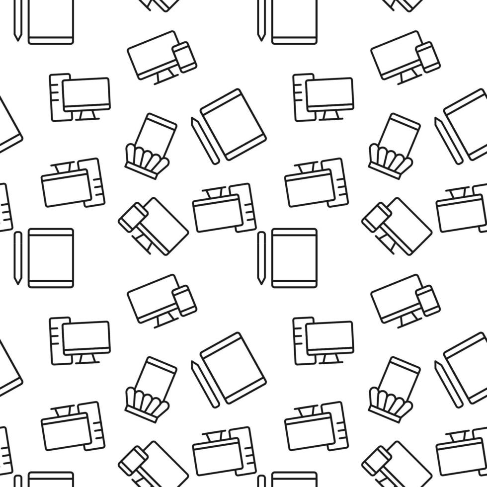 Seamless pattern of online shop, tablet, computer. Perfect for wallpapers, covers, backgrounds, fabric, textile vector