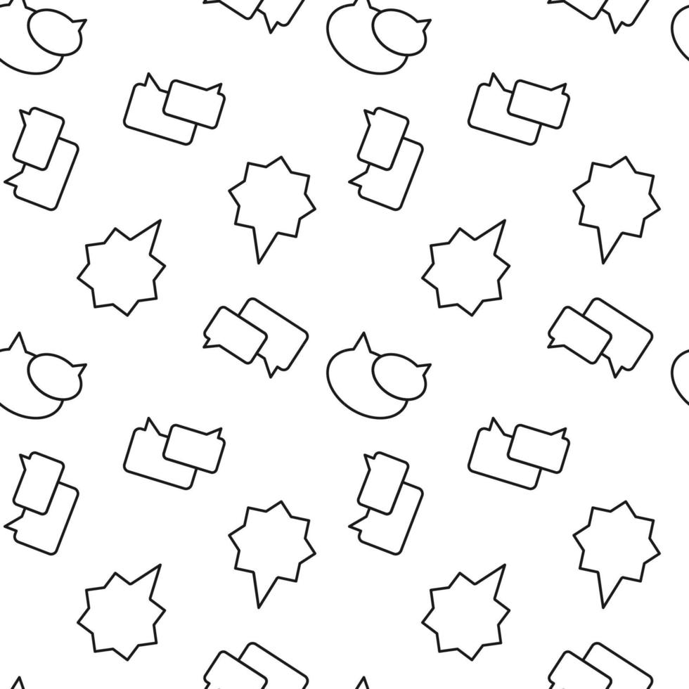 Monochrome vector seamless pattern of speech bubbles in form of star, rectangle for web sites and polygraphy