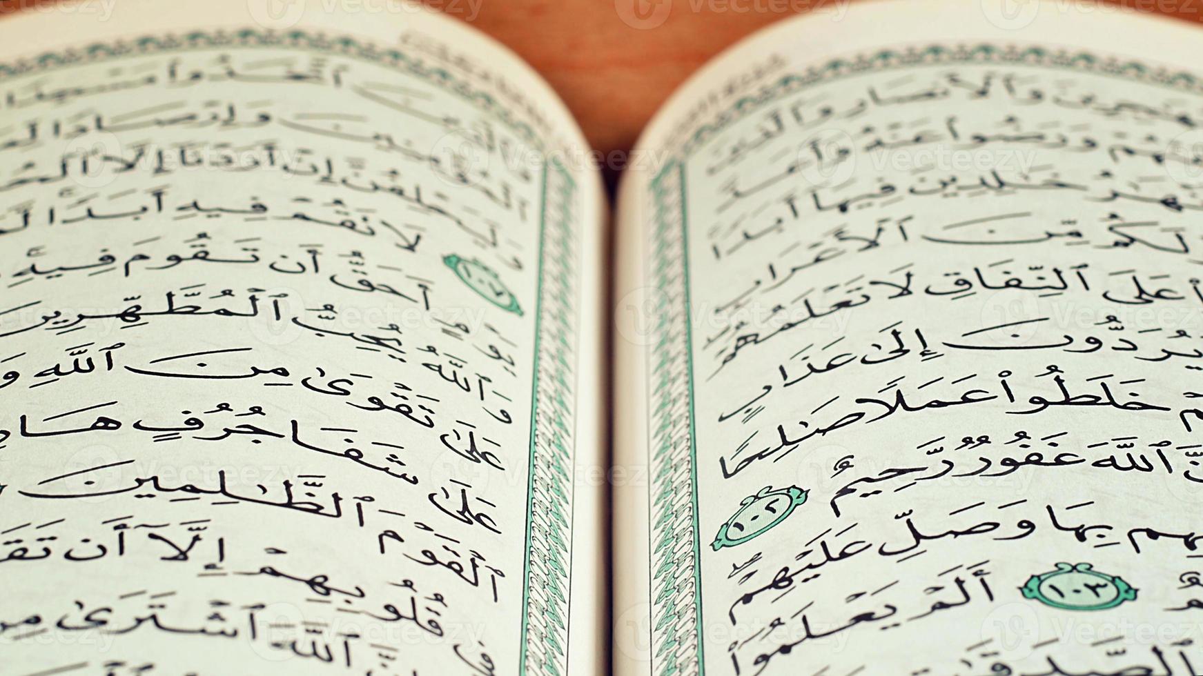 Quran the holy book of muslim religion photo
