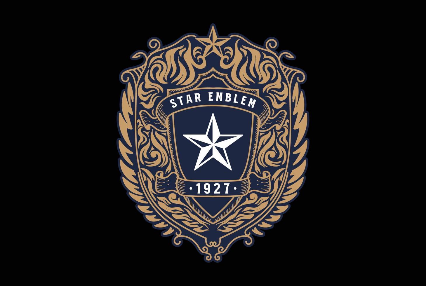 Vintage Retro Strong Bold Texas Star Badge Emblem Label Logo Design vector