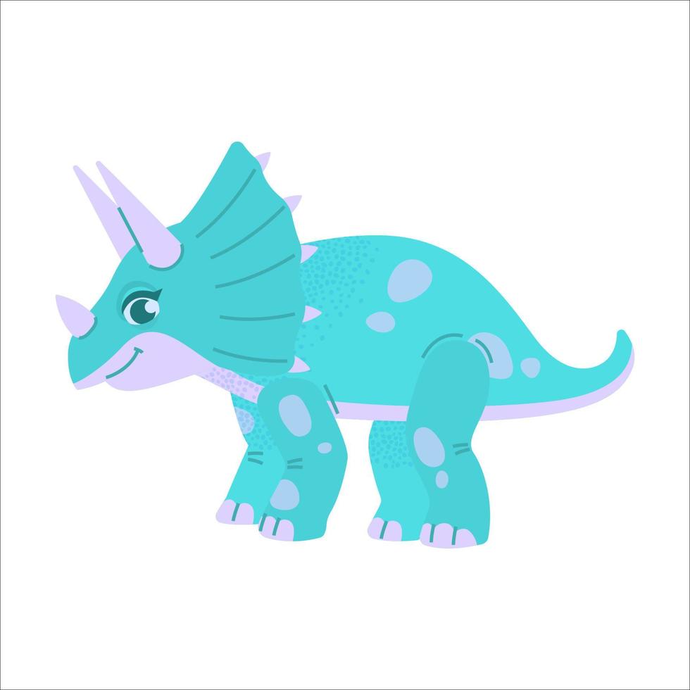 Cartoon happy dinosaur triceratops on white background. vector