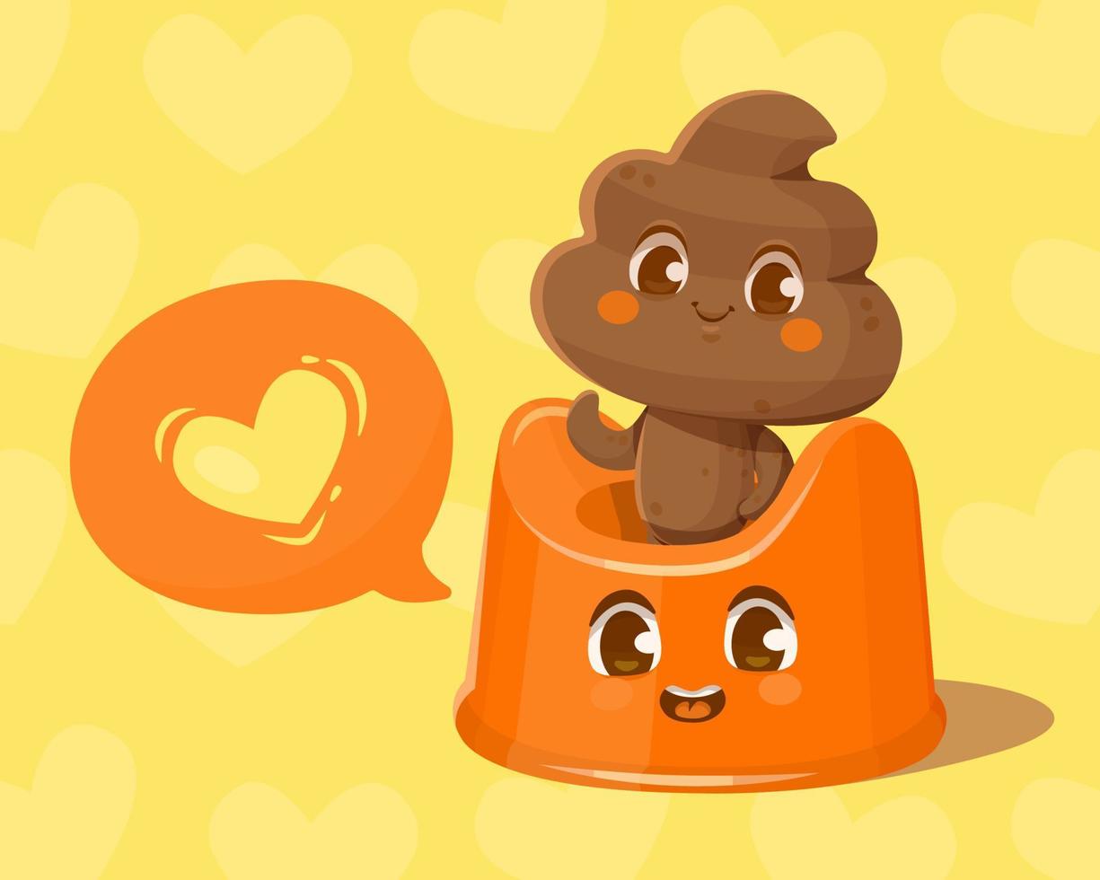 Poop and baby potty cute vector characters.