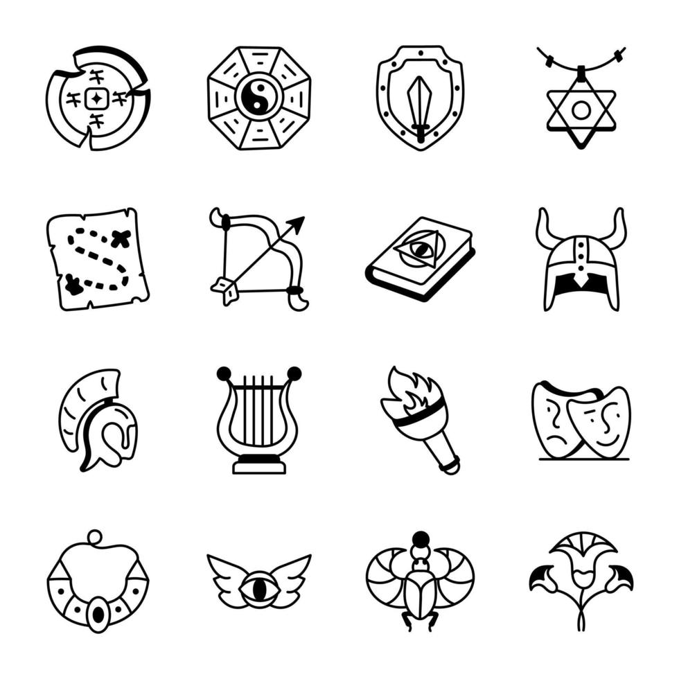 Collection of Sketchy History Icons vector