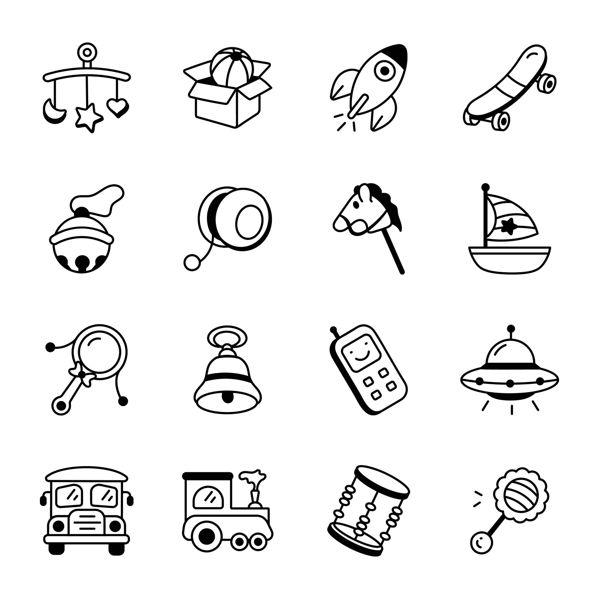 A Catchy Sketchy Icons Set of Toys 21696845 Vector Art at Vecteezy