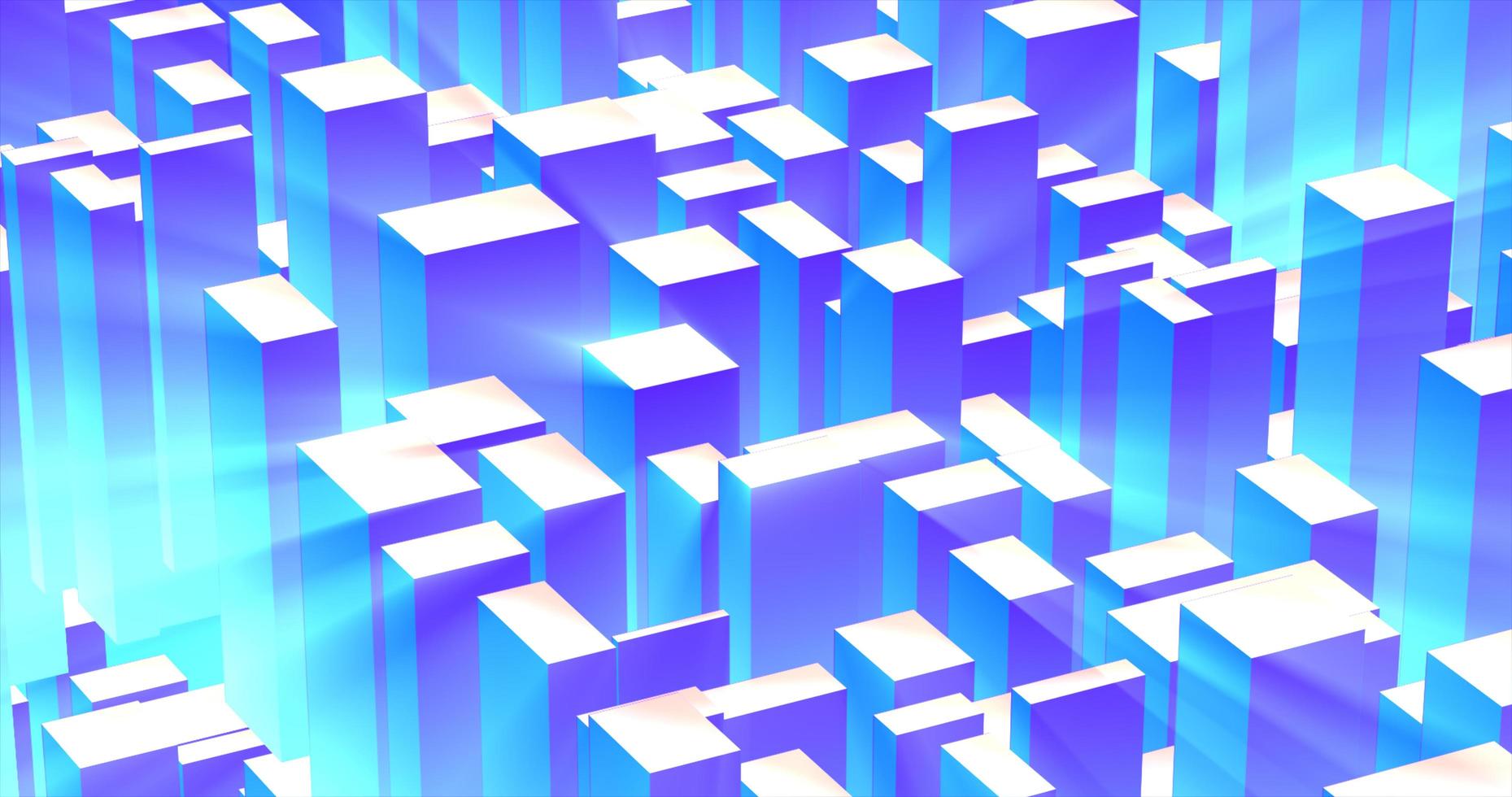 Abstract 3d cubes rectangles blue gradient in the form of a big city with skyscrapers abstract background photo