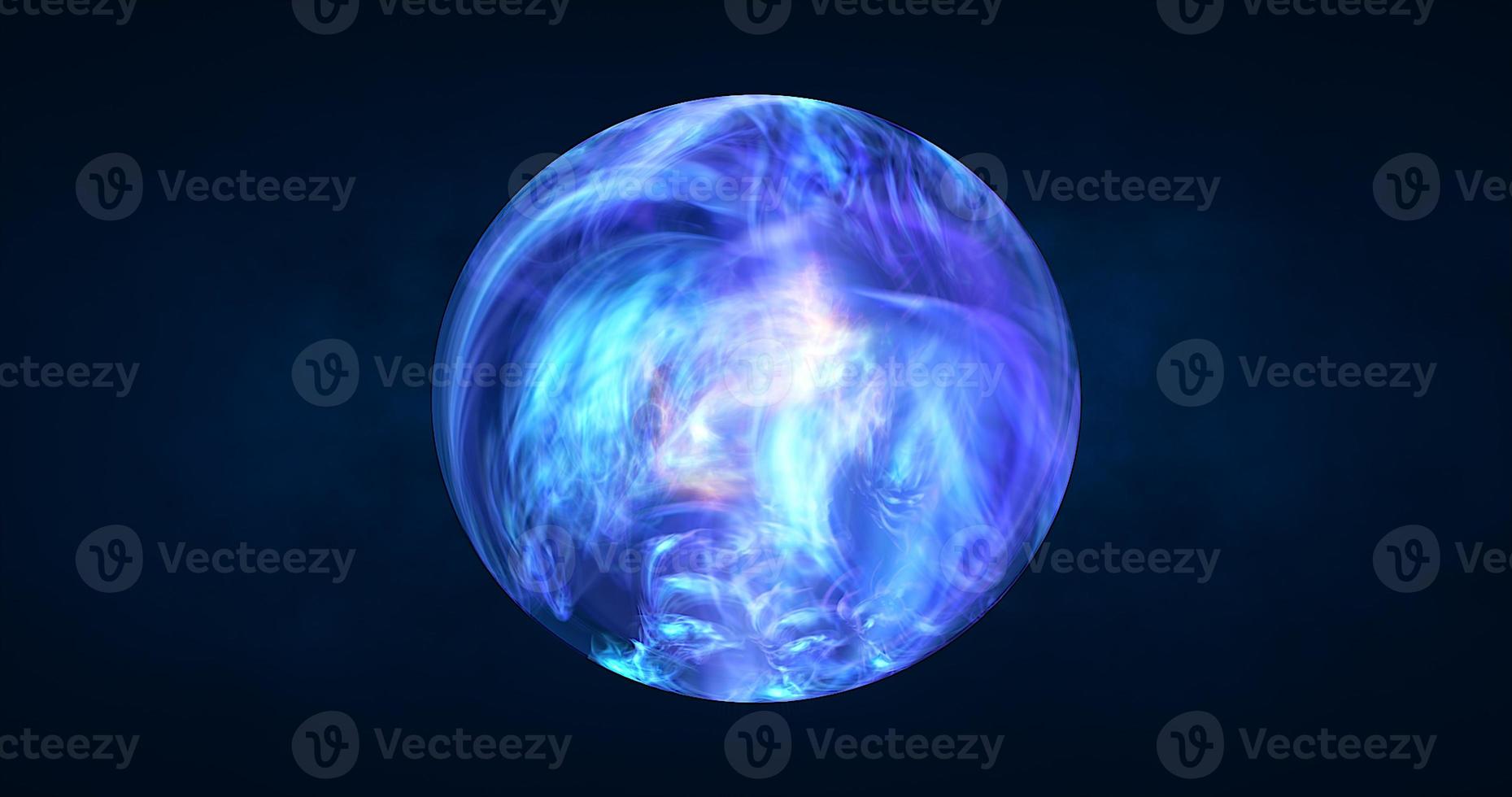 Abstract ball sphere planet iridescent energy transparent glass magic with energy waves in the core abstract background photo