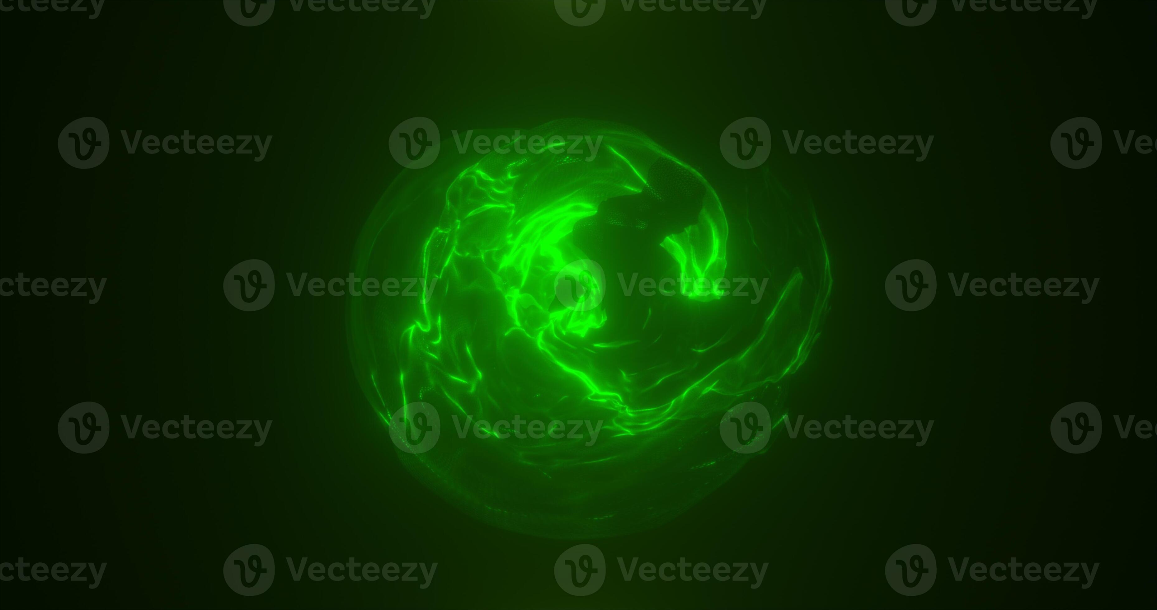 Abstract green energy sphere transparent round bright glowing, magical