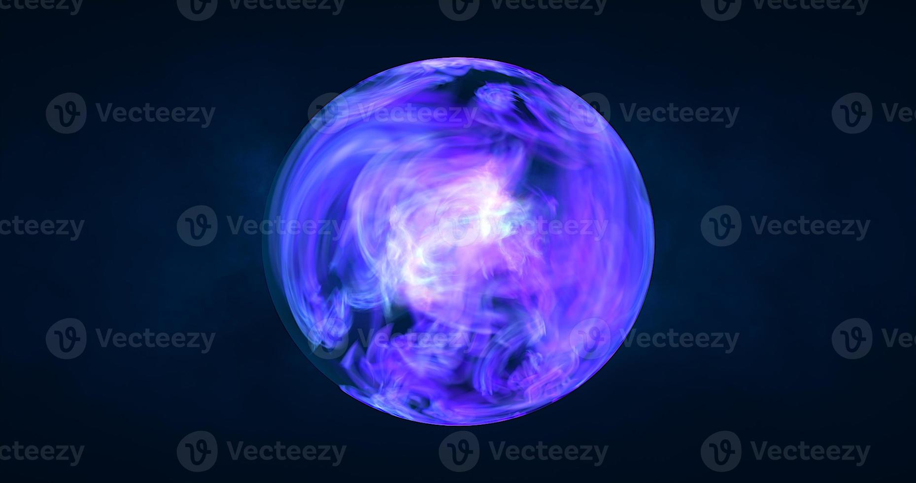 Abstract ball sphere planet iridescent energy transparent glass magic with energy waves in the core abstract background photo