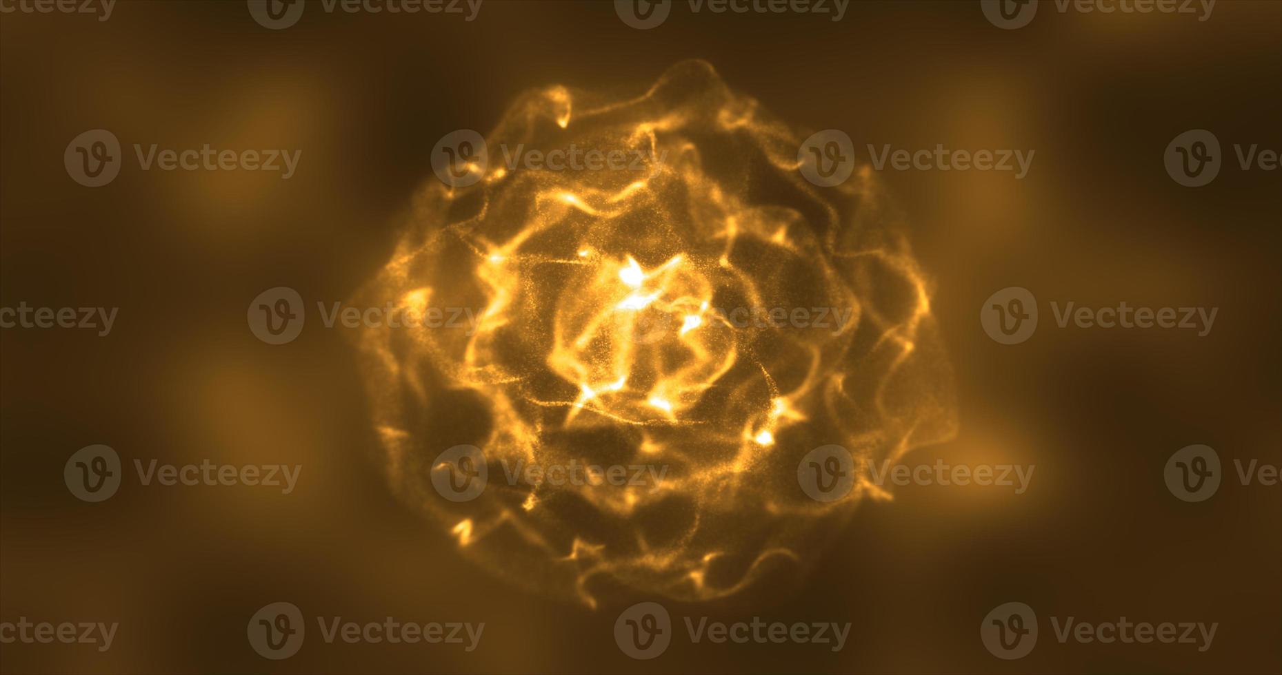 Abstract yellow energy round sphere glowing with particle waves hi-tech digital magic abstract background photo