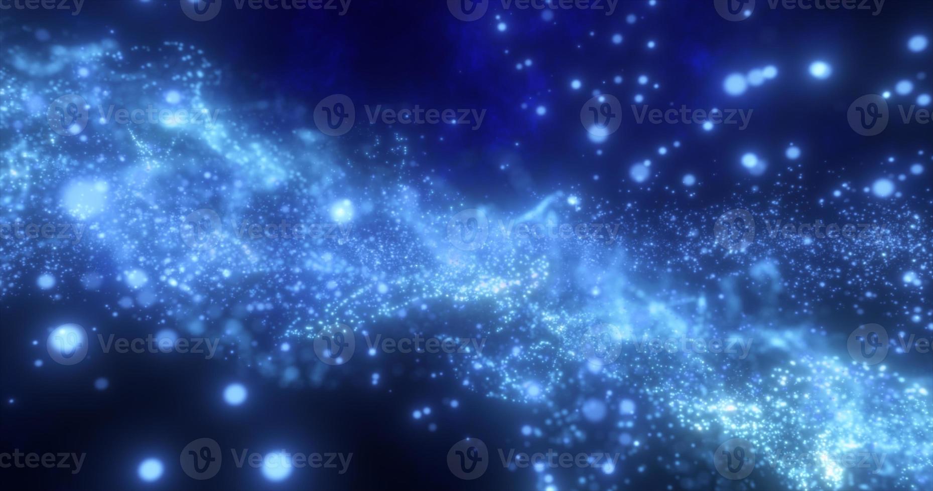 Abstract blue glowing flying waves of energy particles futuristic high tech background photo