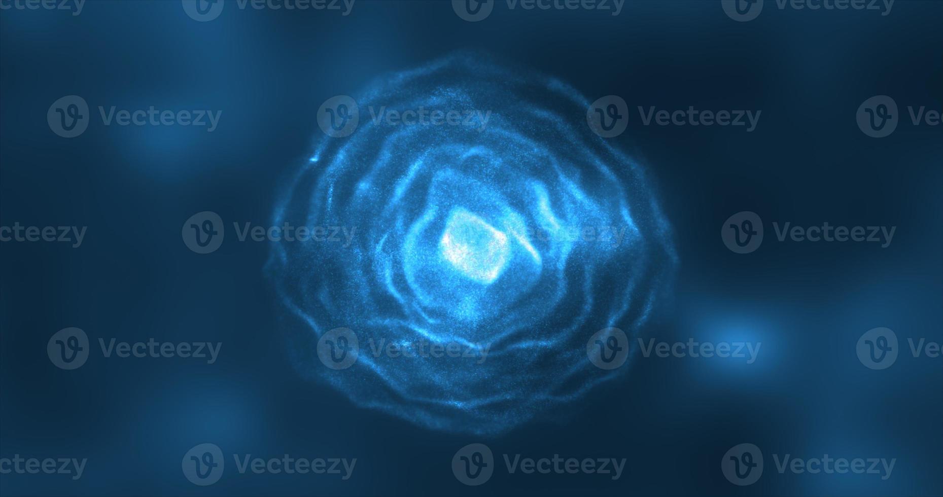 Abstract blue energy round sphere glowing with particle waves hi-tech digital magic abstract background photo