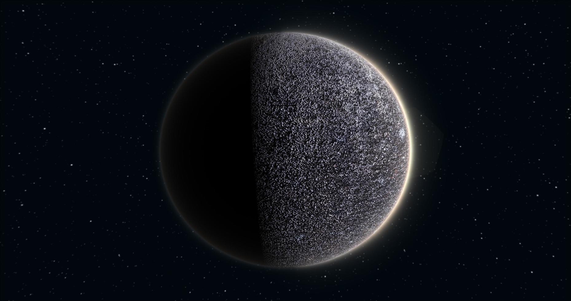 Abstract realistic futuristic planet round sphere against the background of stars in space photo