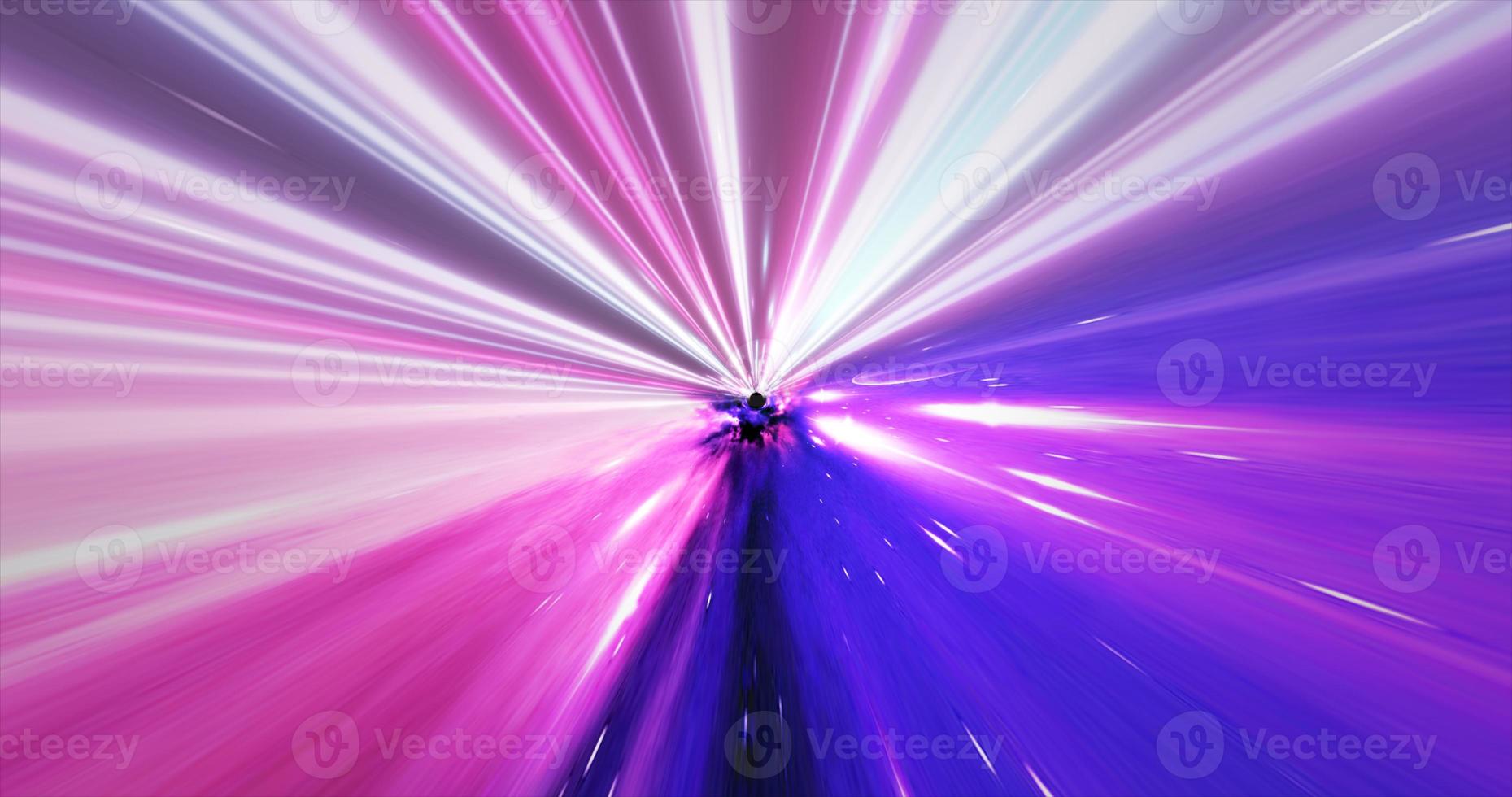 Abstract glowing space tunnel flying at high speed from bright energy futuristic high-tech lines background photo