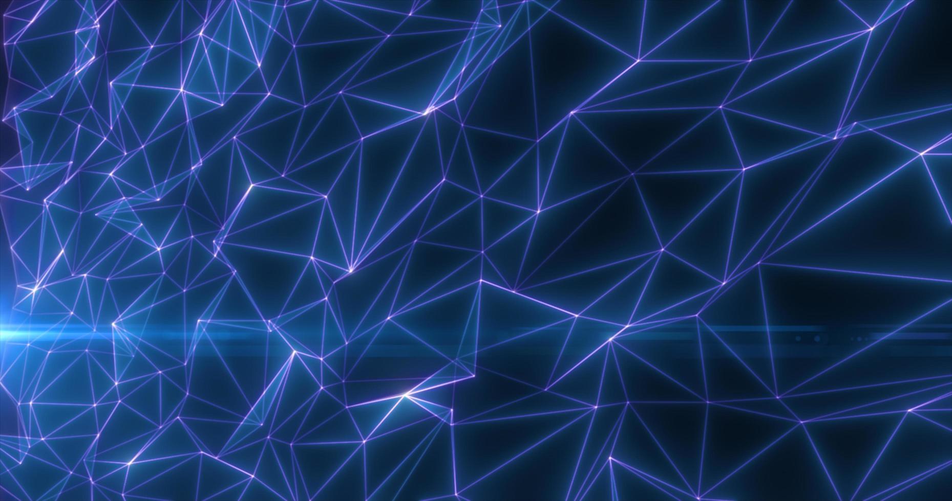 Abstract blue lines and triangles glowing high tech digital energy abstract background photo