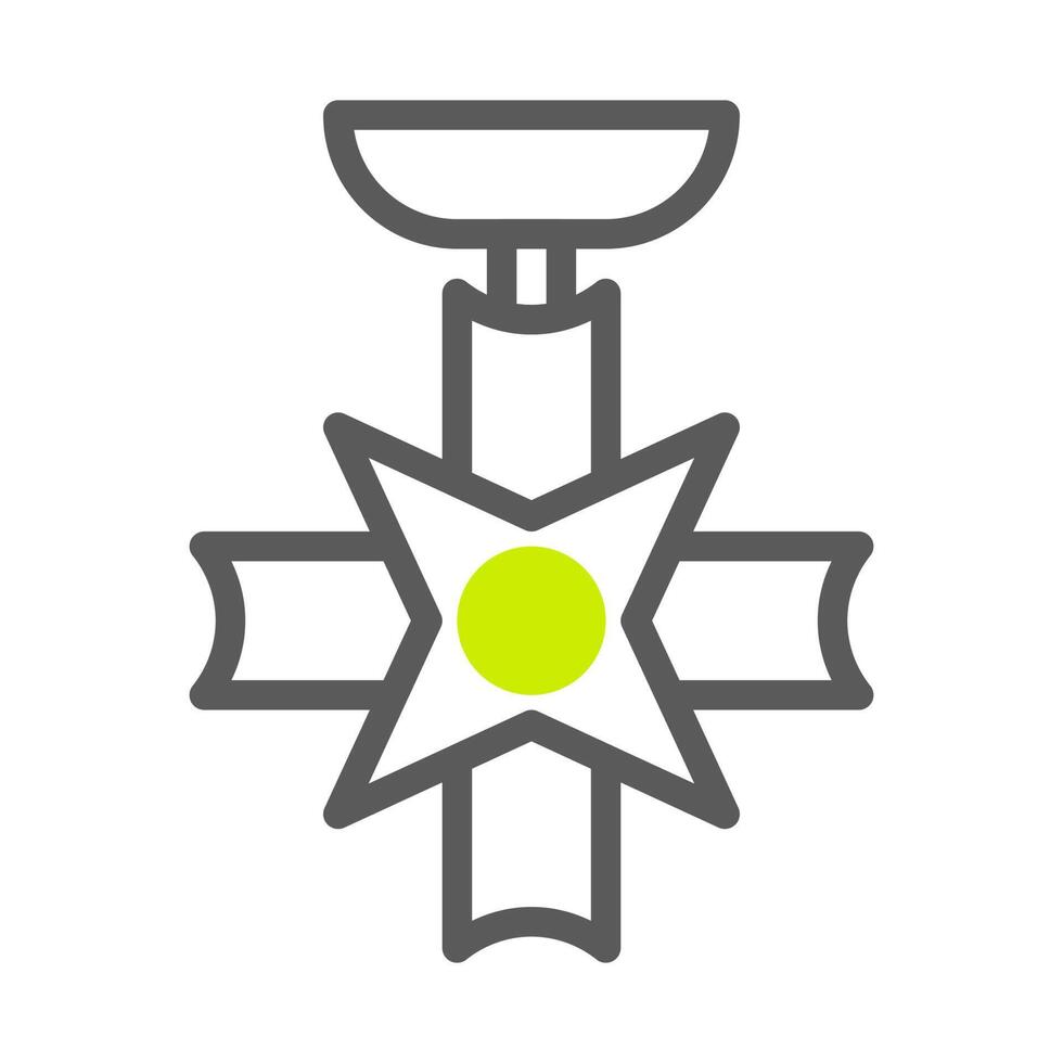 medal icon duotone style grey vibrant green colour military illustration vector army element and symbol perfect.