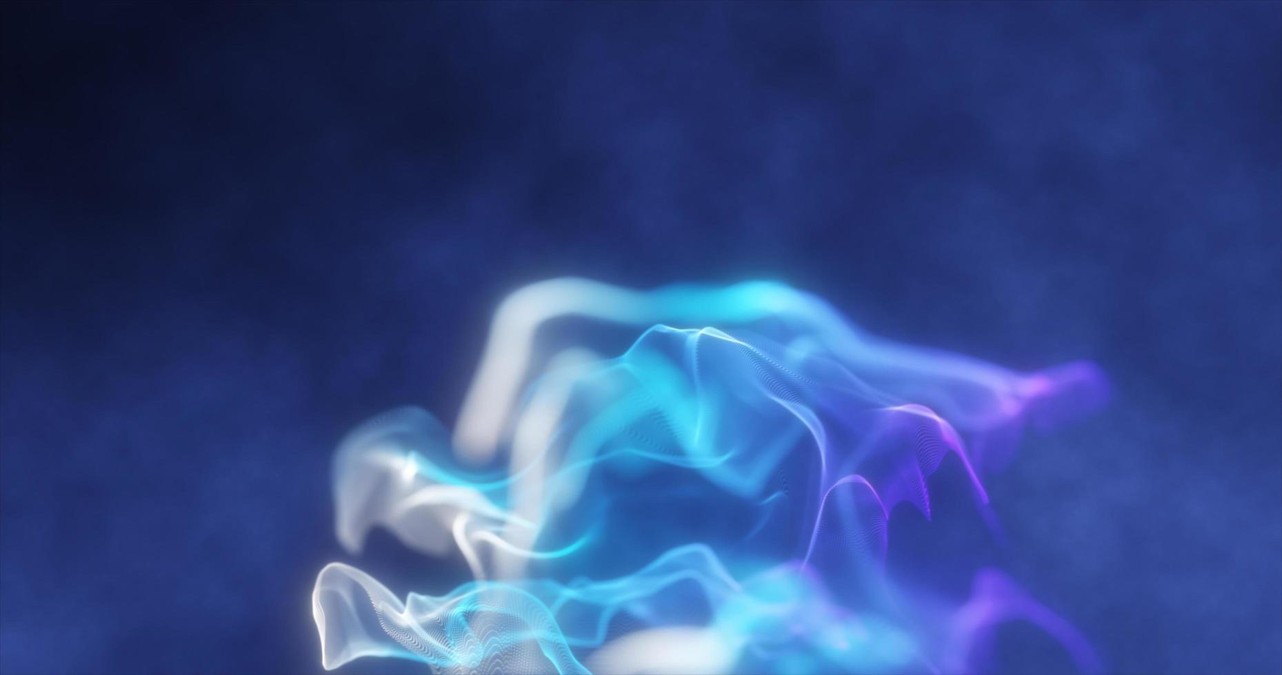 Abstract blue glowing fluid of particles and waves abstract liquid background photo