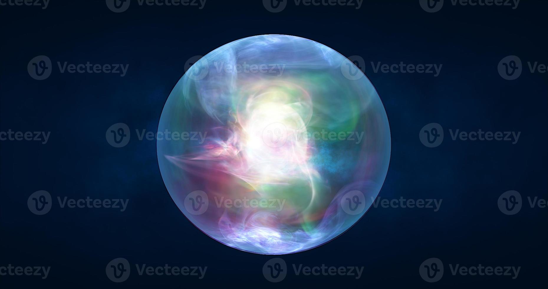 Abstract ball sphere planet iridescent energy transparent glass energy abstract background photo