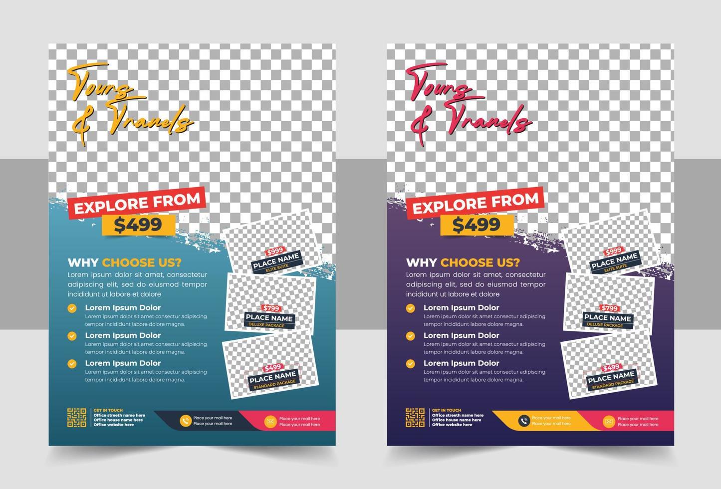 Travel poster or flyer design layout, Vacation travel brochure flyer design vector