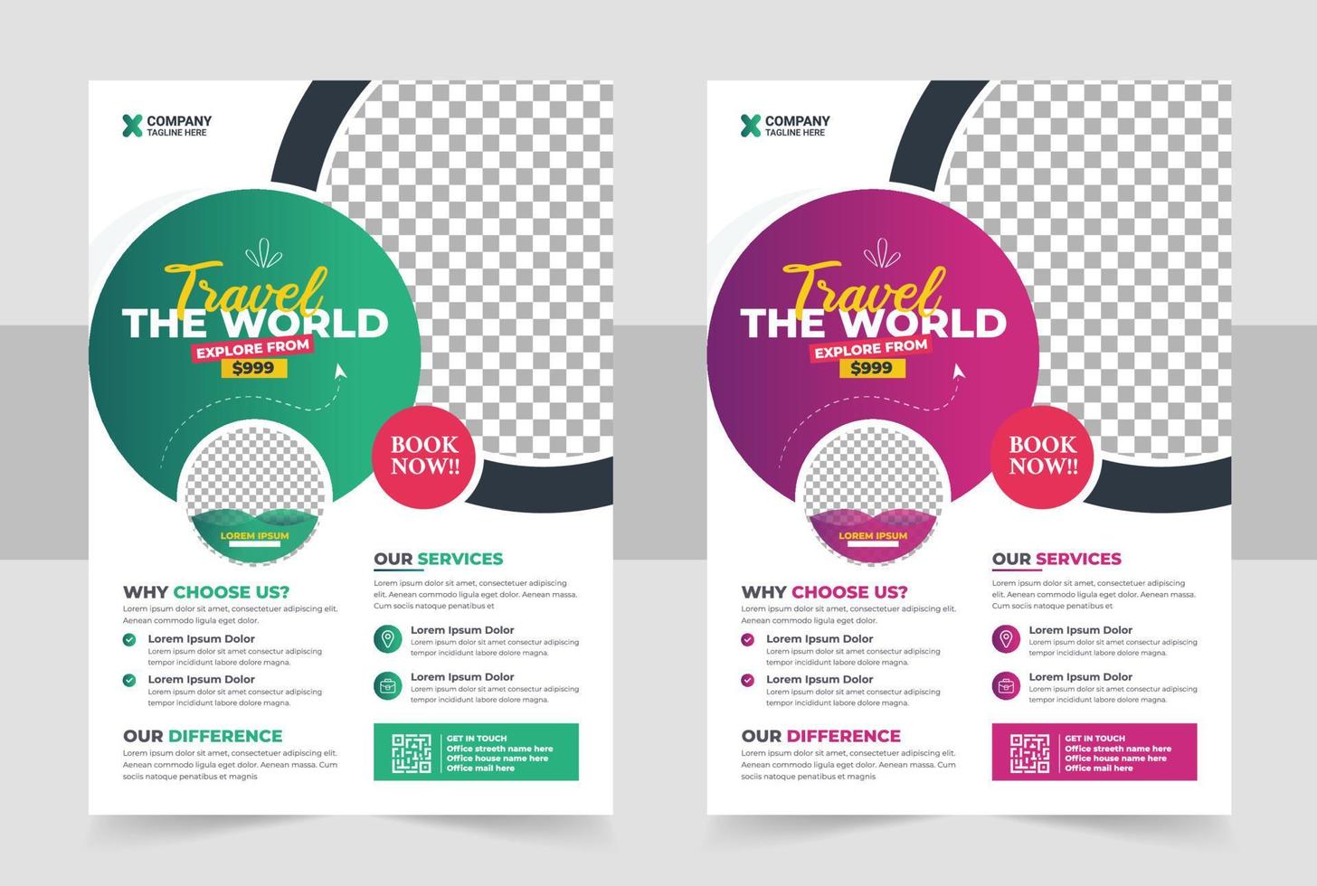 Tours and travel flyer design template vector