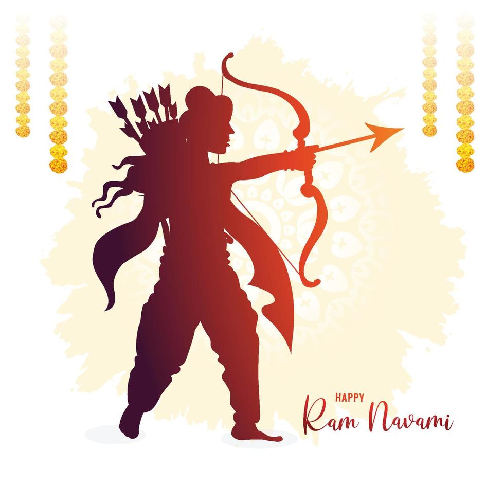 Lord shree ram navami festival wishes card background vector