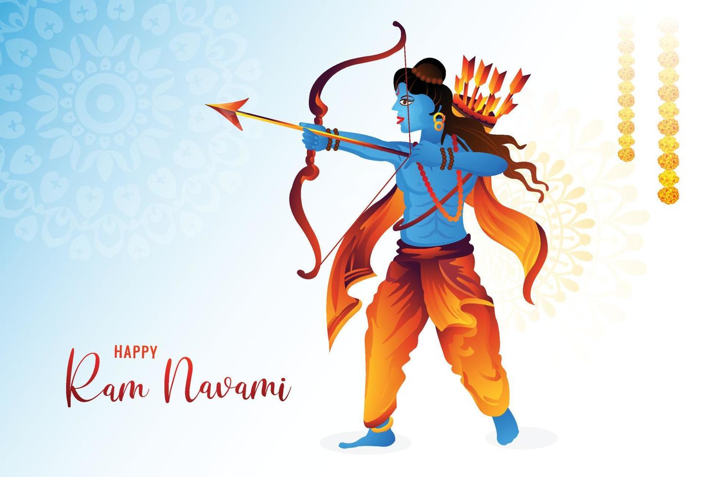 Lord rama shree ram navami festival wishes card illustration ...