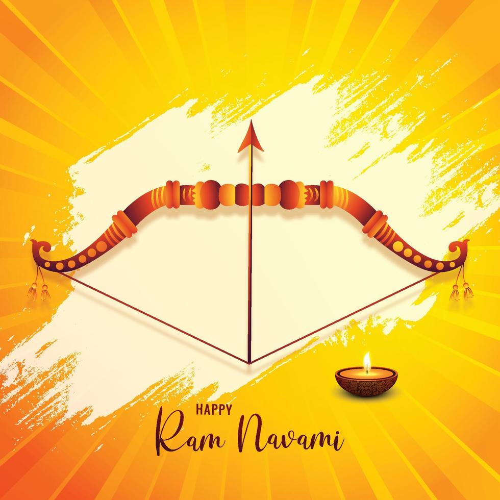 Happy ram navami bow and arrow festival greeting card background vector