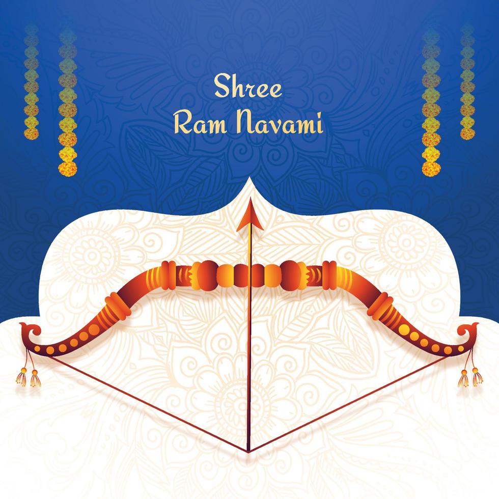 Happy ram navami bow and arrow festival greeting card background vector