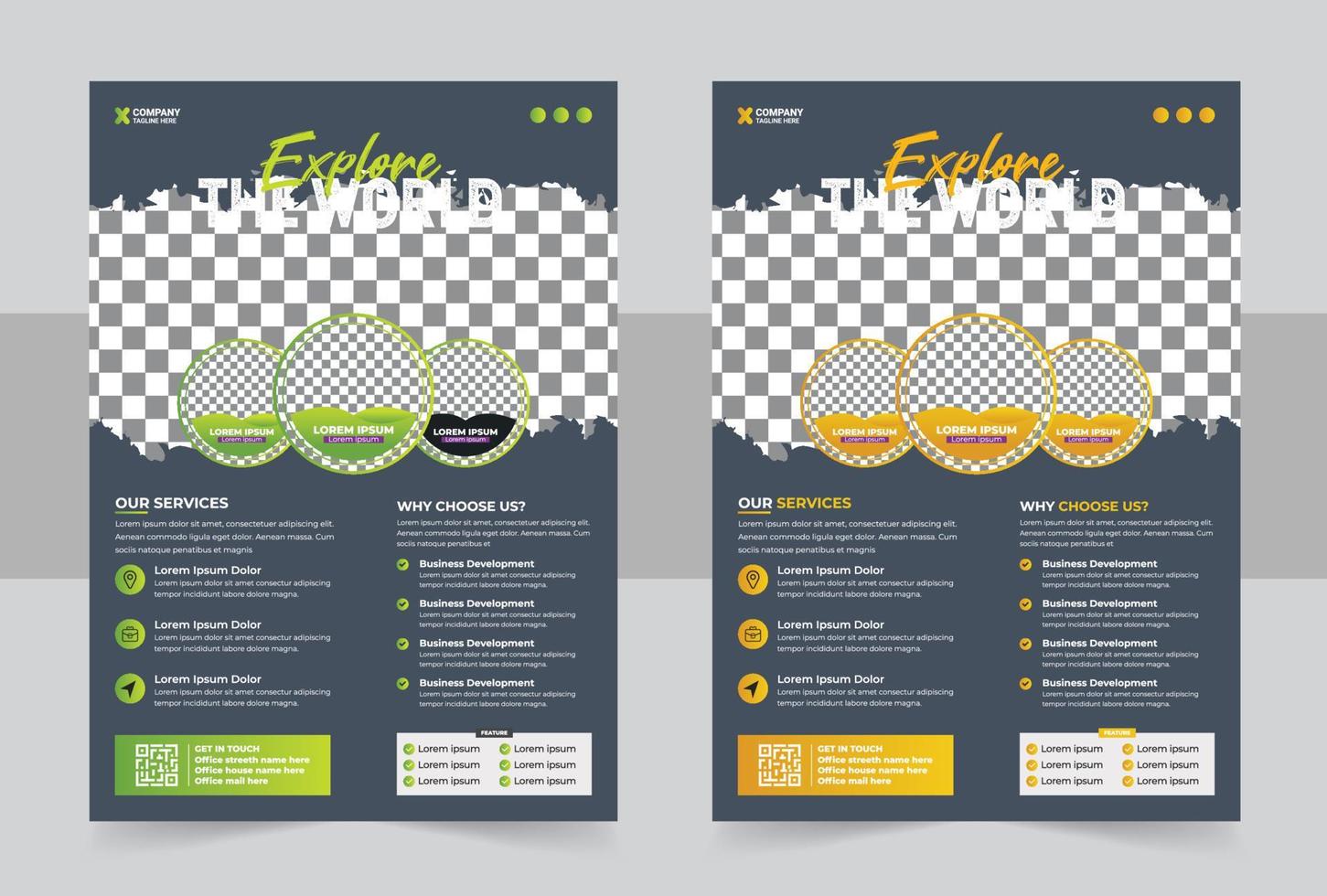 Tours and travel flyer design vector