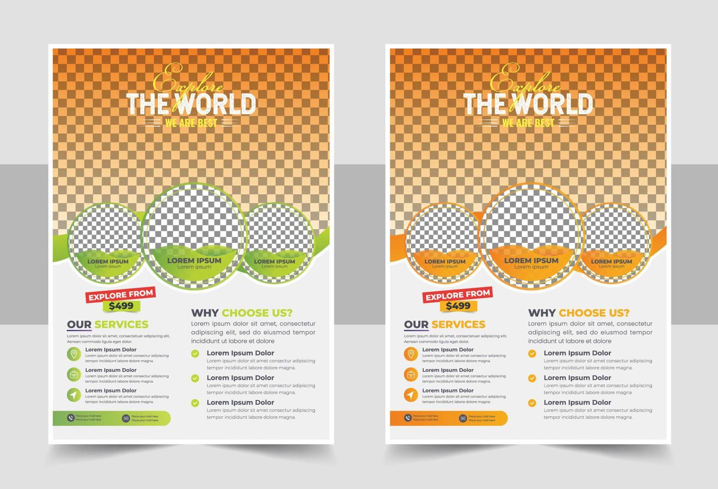 Tours and travel flyer design vector