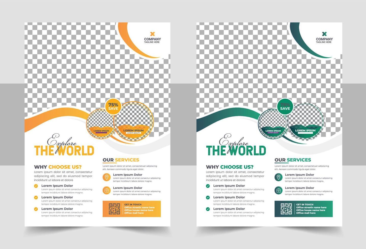 Tours and travel flyer design vector