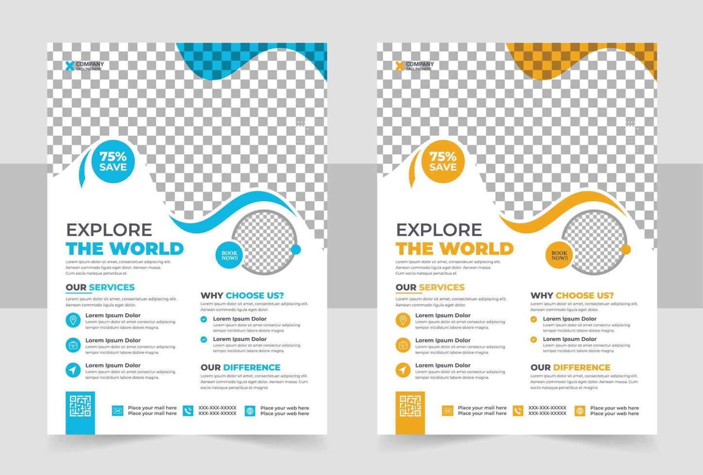 Tours And Travel Design For Flyer, Poster, And Banner Template. Concept For World Tourism Day. Summer Beach Travelling. Tourism Business Marketing Flyer vector