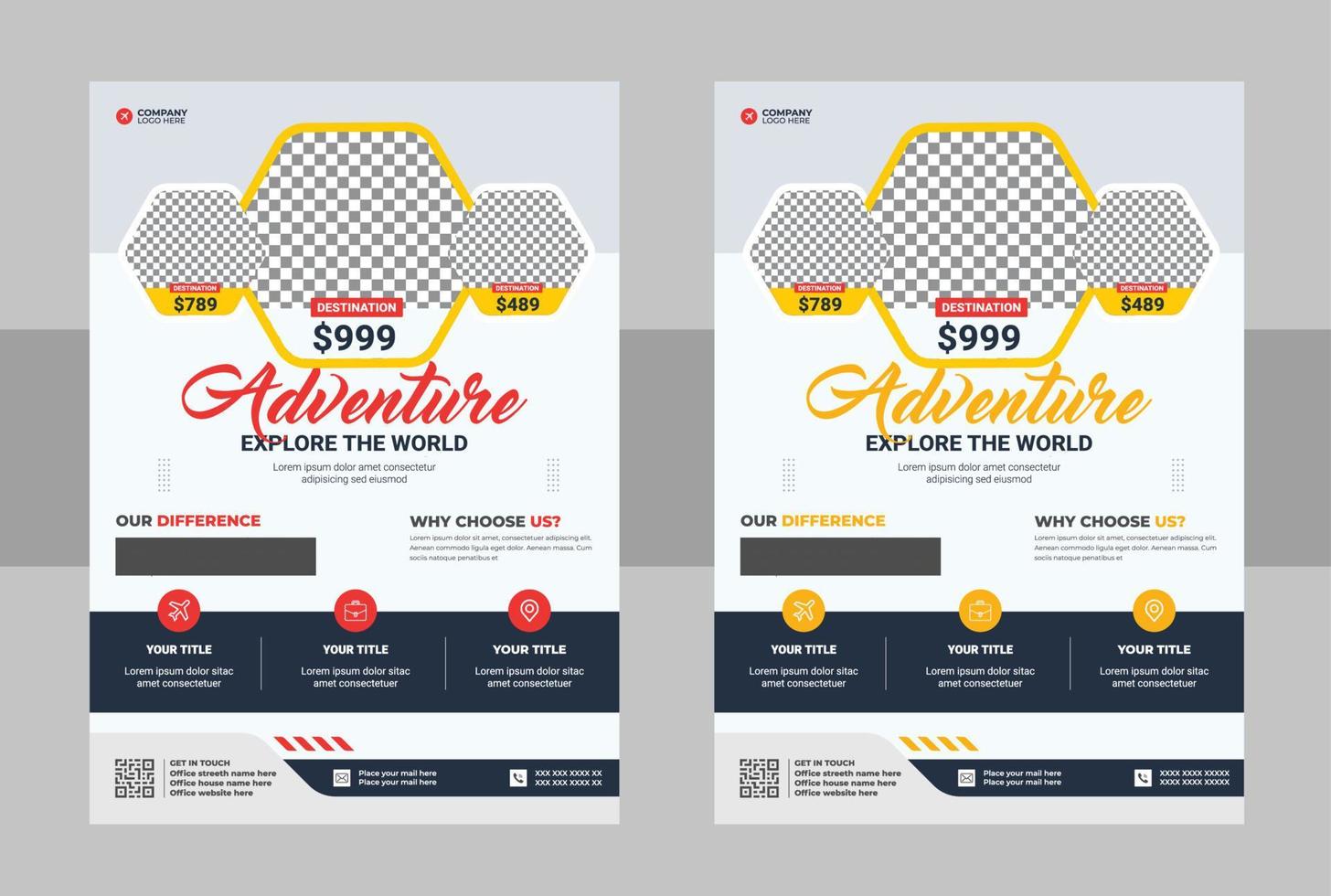 Tours And Travel Design For Flyer, Poster, And Banner Template. Concept For World Tourism Day. Summer Beach Travelling. Tourism Business Marketing Flyer Or Poster vector