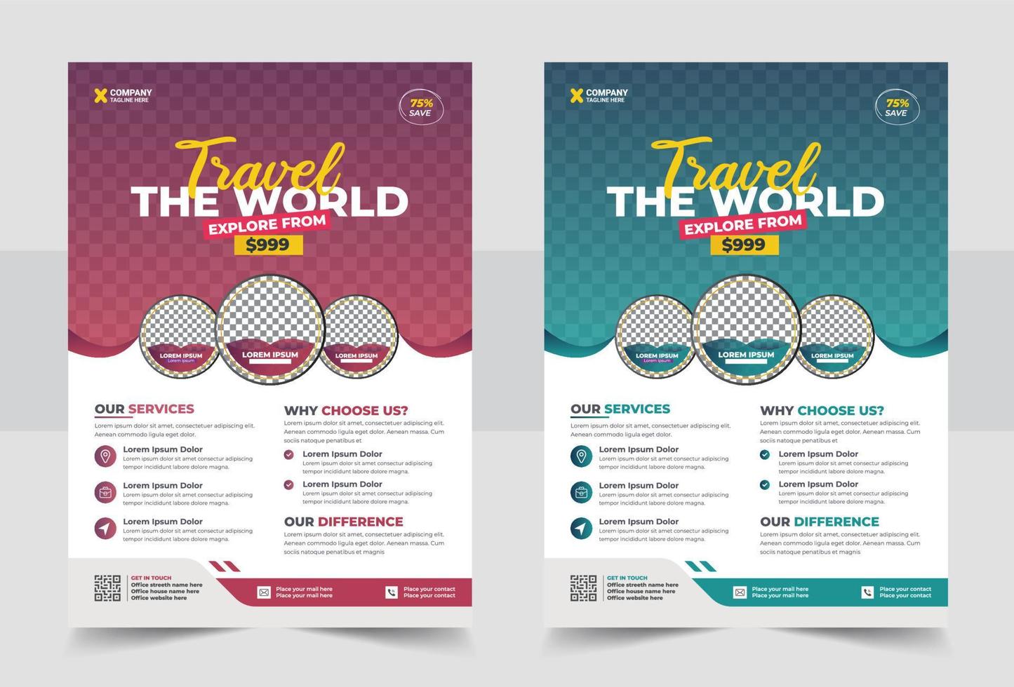 Tours And Travel Design For Flyer, Poster, And Banner Template. Concept For World Tourism Day. Summer Beach Travelling. Tourism Business Marketing Flyer Or Poster vector