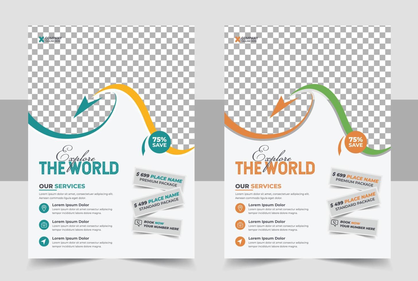 Tours And Travel Design For Flyer, Poster, And Banner Template. Concept For World Tourism Day. Summer Beach Travelling. Tourism Business Marketing Flyer Or Poster vector