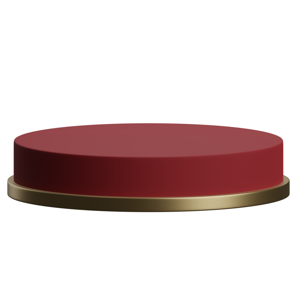 3d render of empty red and gold luxury podium product display element png