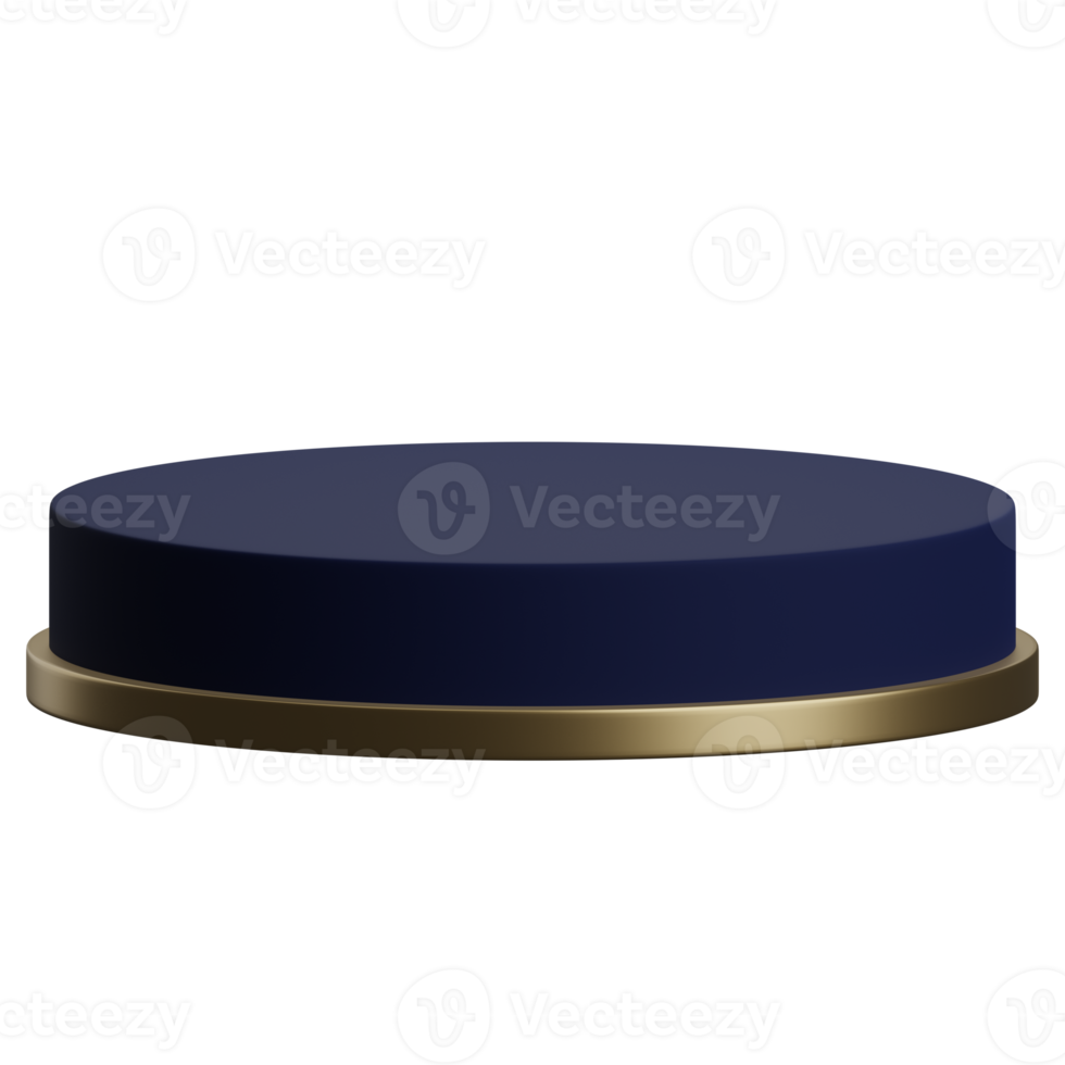 3d render of empty blue and gold luxury podium product display element png