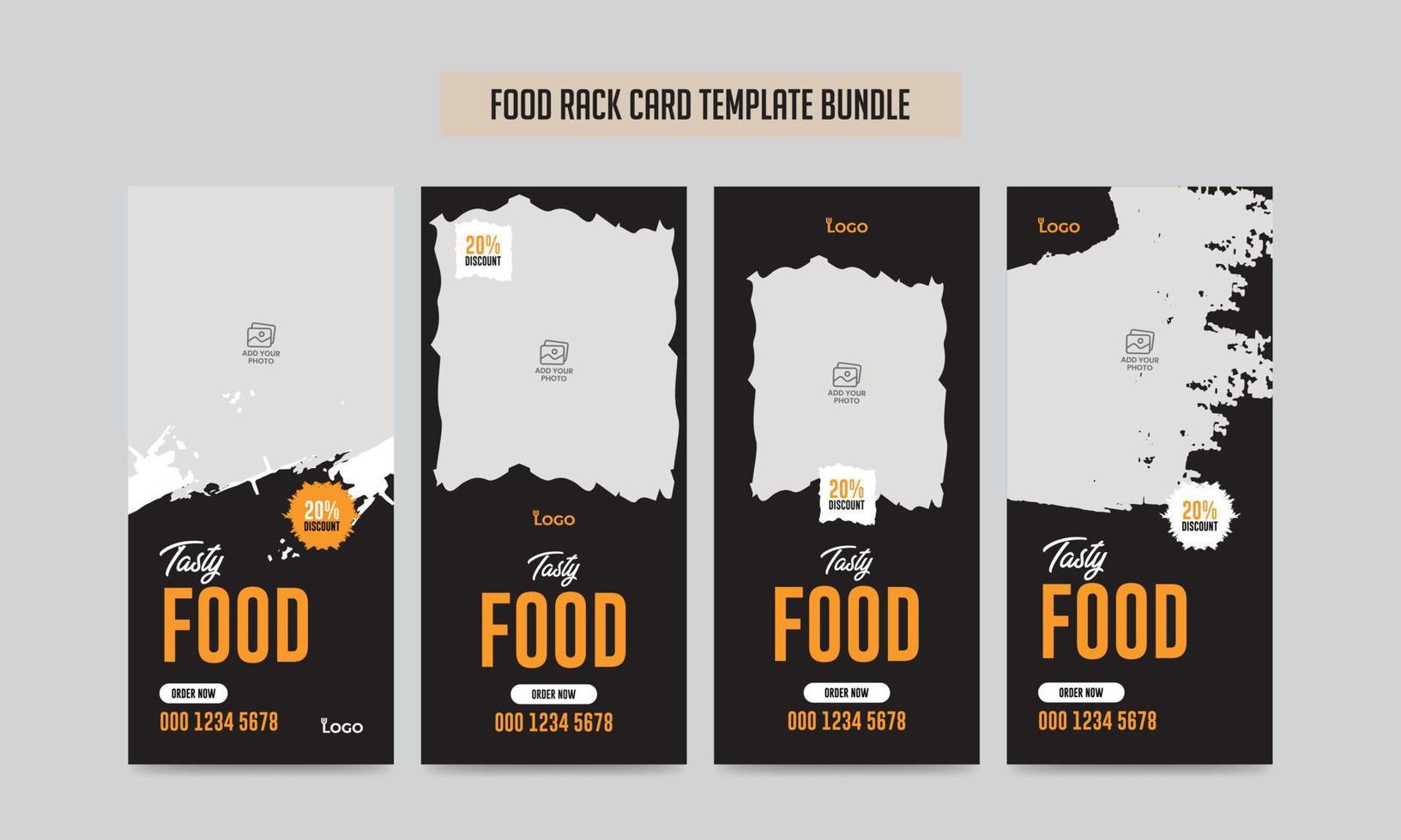 Food Menu Rack Card Template Bundle Restaurant Dl Flyer vector