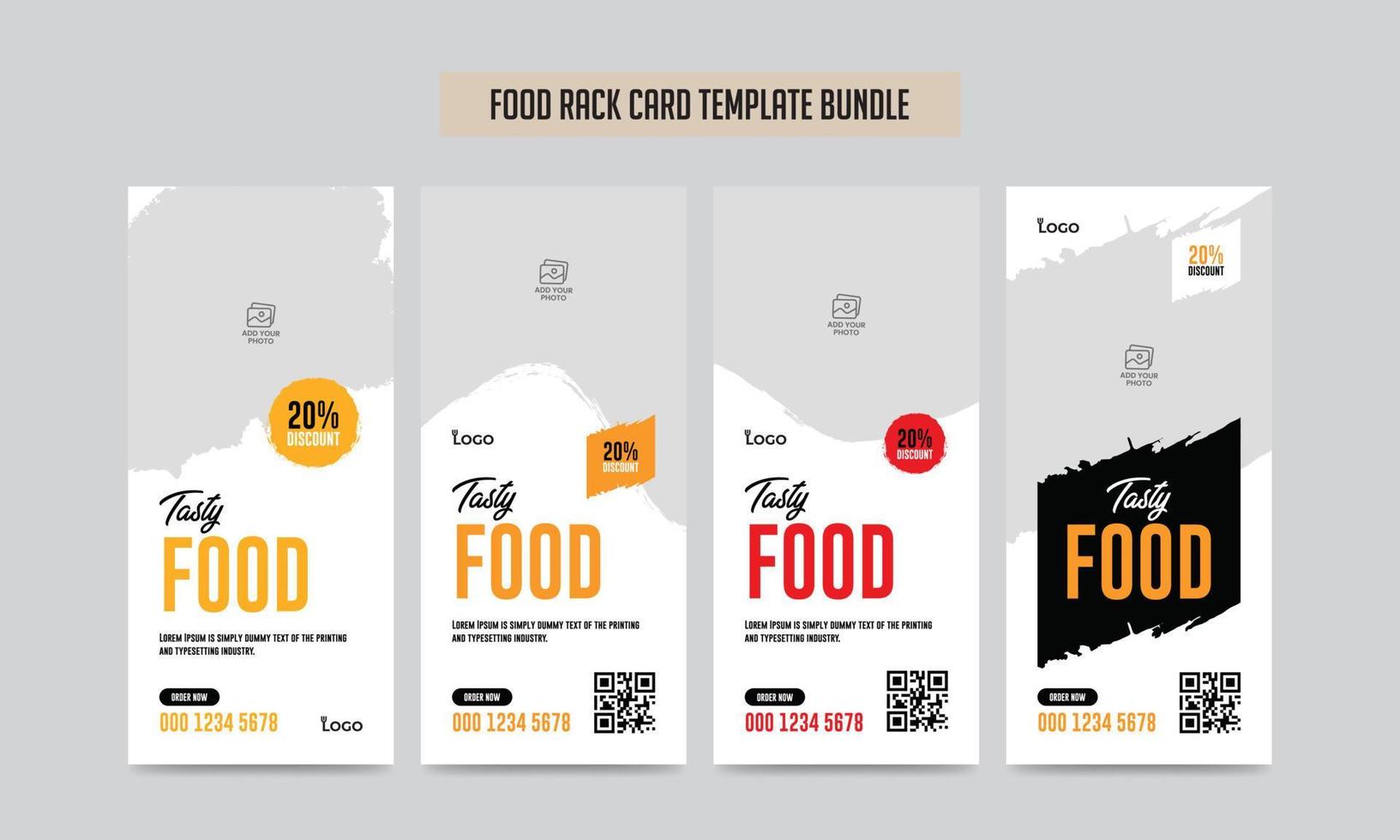 Food Menu Rack Card Template Bundle Restaurant Dl Flyer vector