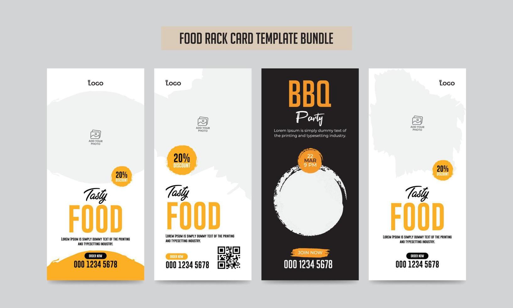 Food Menu Rack Card Template Bundle Restaurant Dl Flyer vector