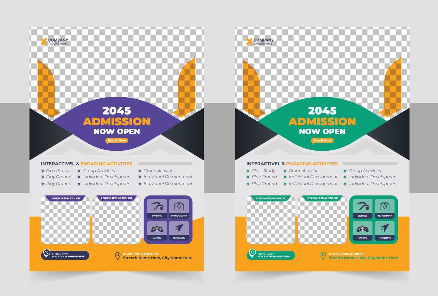 Junior School Admission Flyer Template Design for Kids. Education Poster template vector