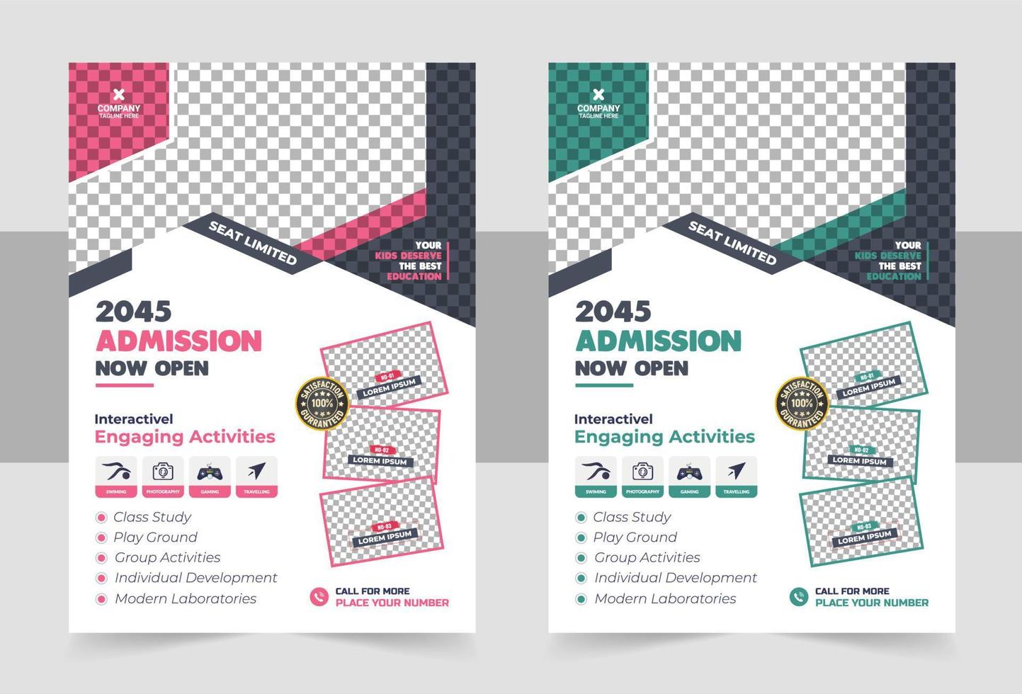 Junior School Admission Flyer Template Design for Kids. Education Poster template vector