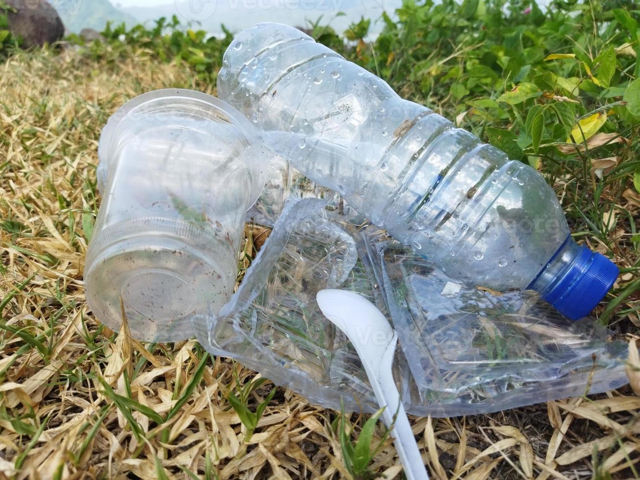 Used bottles scattered photo