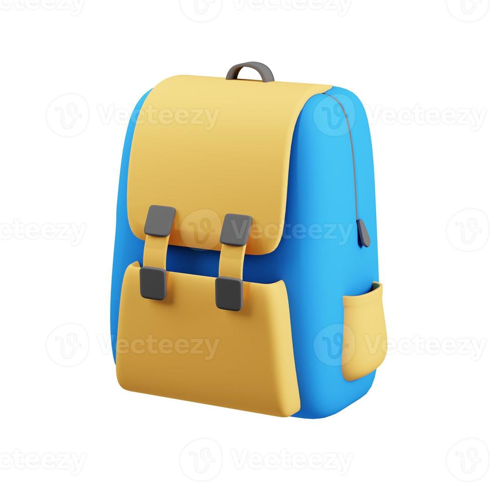 3d render backpack and back to school concept isolated background photo