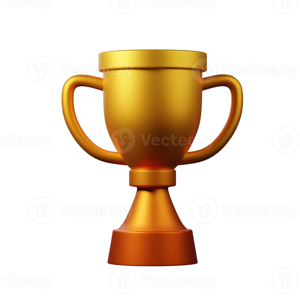 Realistic golden trophy 3d icon render with isolated background photo