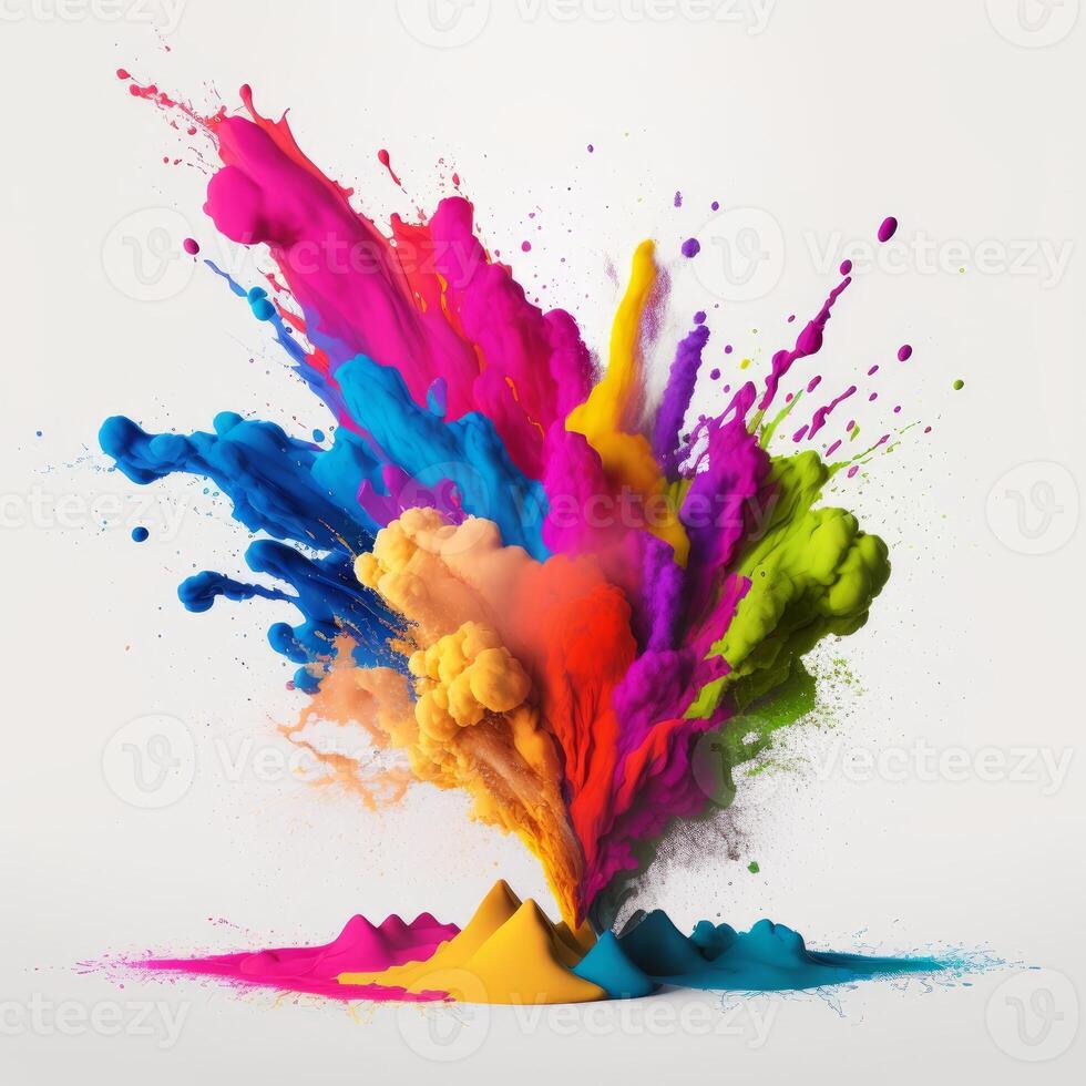 Powder splash vibrant color with white background photo