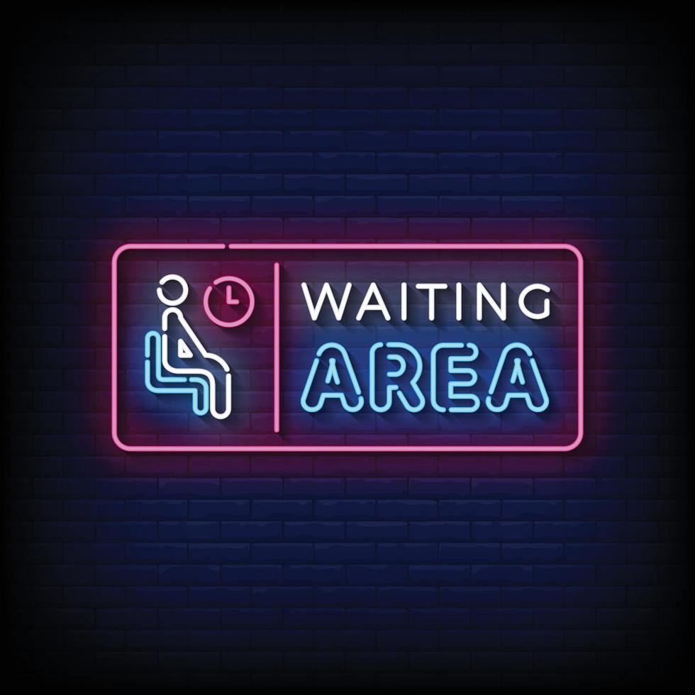 Neon Sign waiting area with brick wall background vector