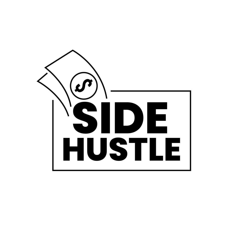 Side hustle success make money income icon label design vector