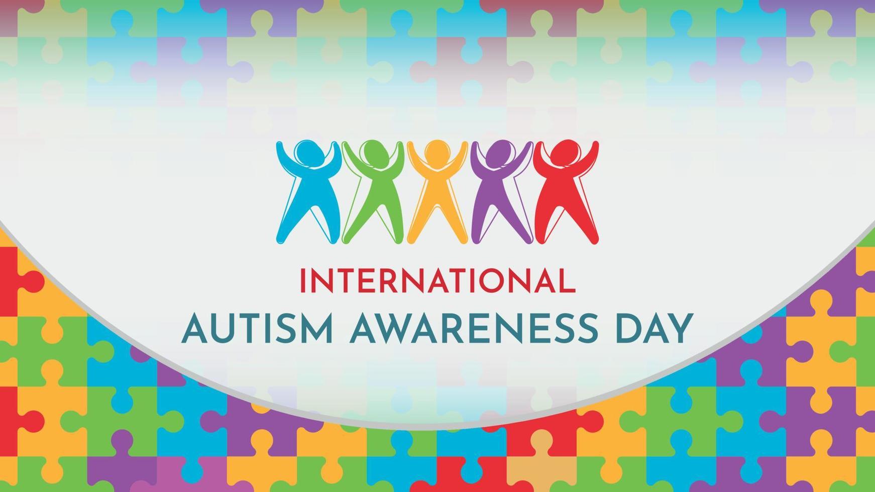 World autism awareness day wallpaper with kids flat illustration