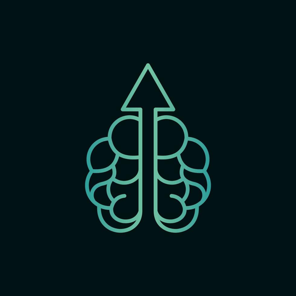 humano cerebro flecha línea moderno logo vector